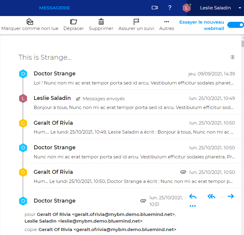 BlueMind Webmail : le mode conversation