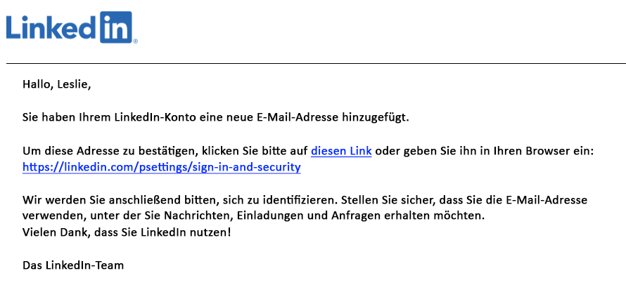 Linkedin scam DE