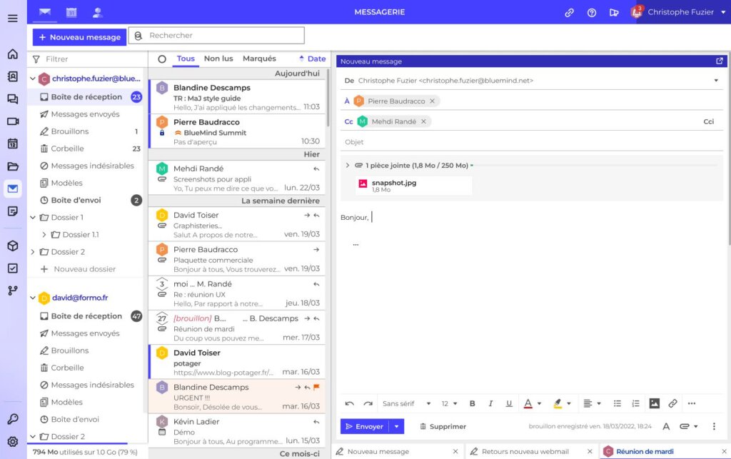 Intégration de BlueMind dans une Digital Workplace
